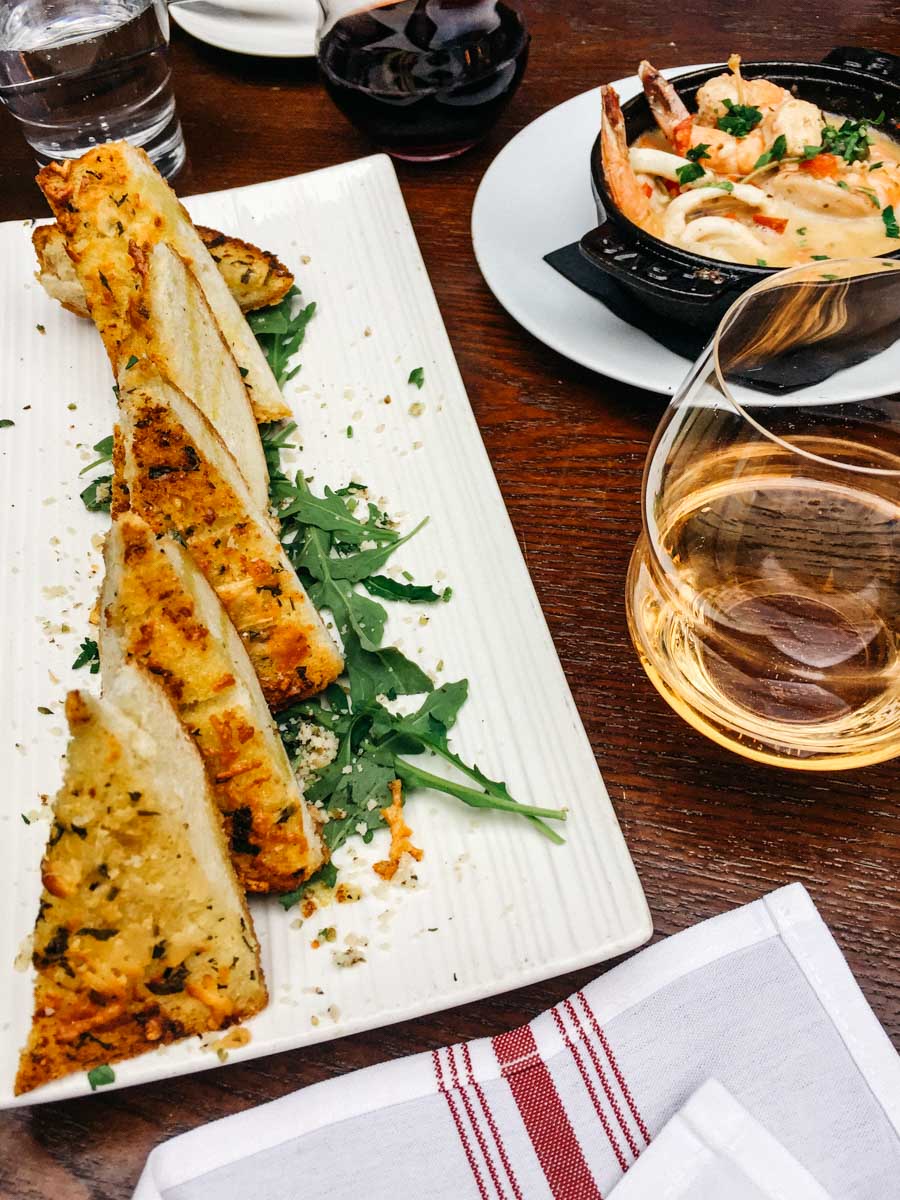 Garlic Bread and Calamari at Basil Seasonal Dining Restaurant | Carmel, California | Carla Gabriel Garcia