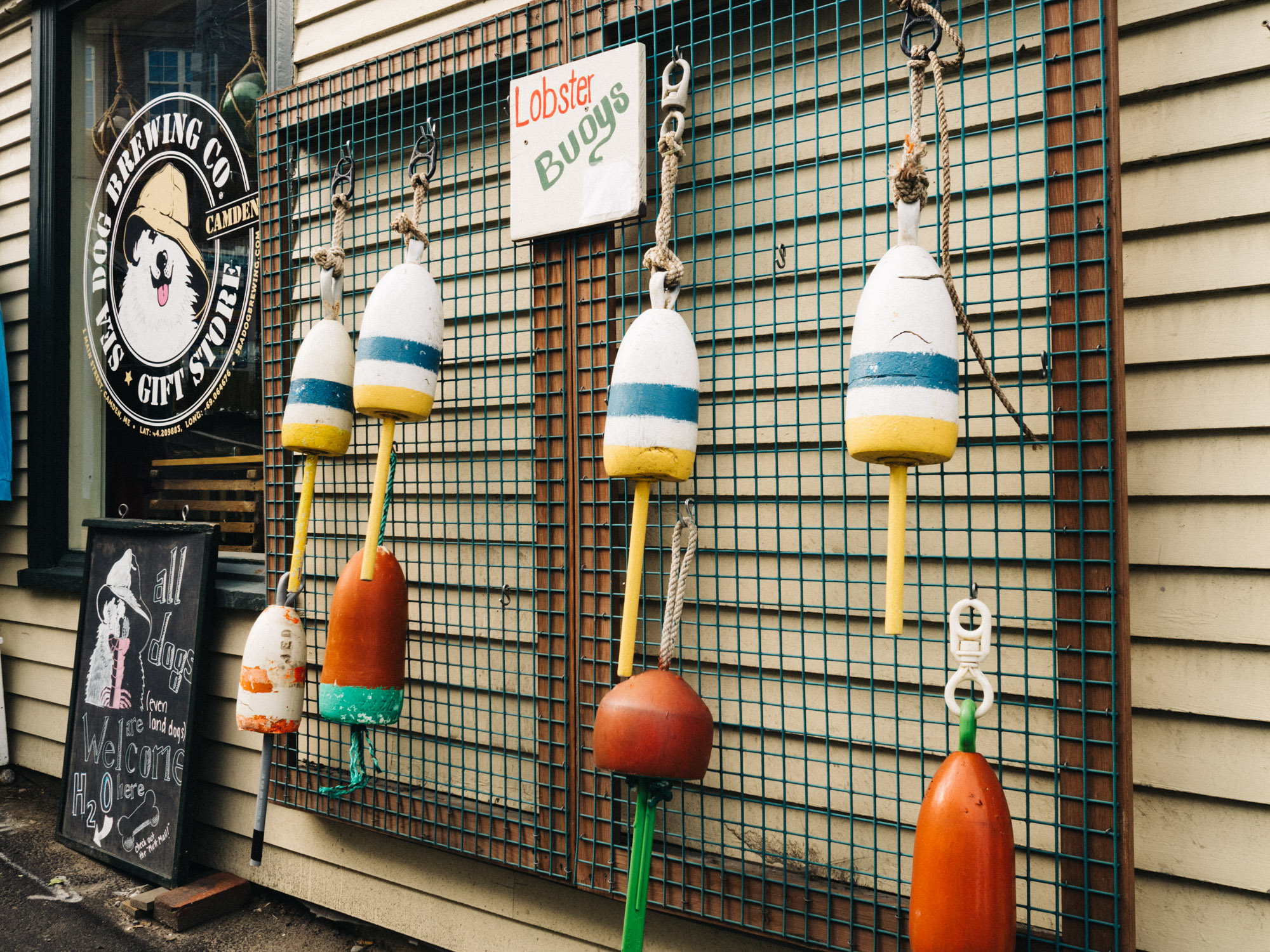 Lobster buoys around Downtown Camden, Maine | Photography by Carla Gabriel Garcia