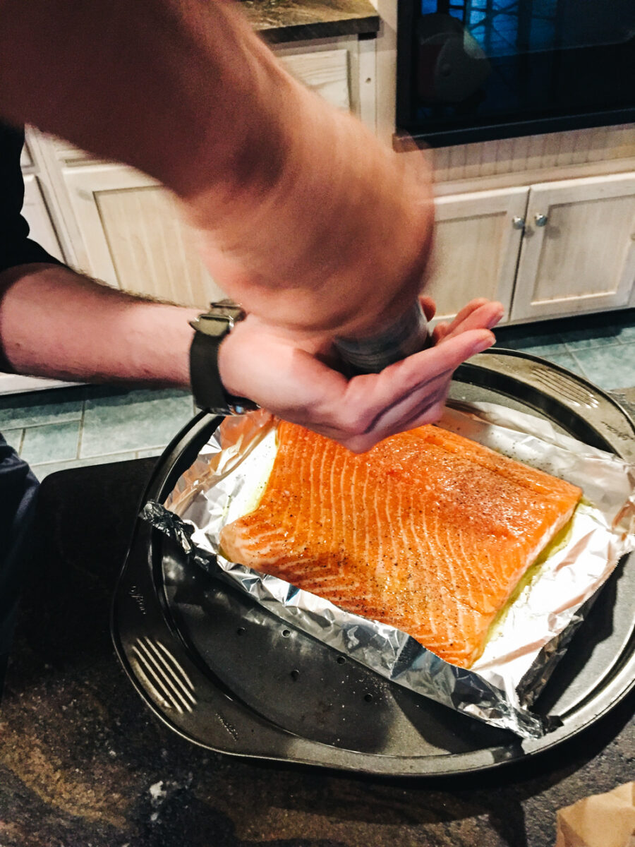 prepping Maine salmon dinner | Photography by Carla Gabriel Garcia